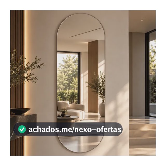 Espelho Mirano Oval Berlim 100x40cm Lapidado Design Moderno Suporte