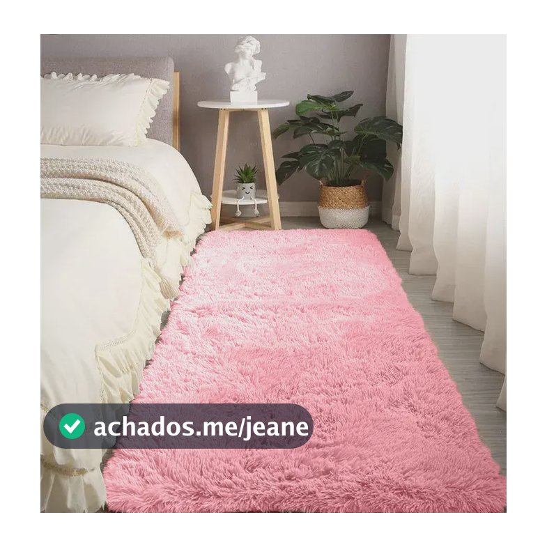 Passadeira Corredor 2,00x60 Tapete Peludo Quarto Sala Luxo 2 M 60 Cm Rosa