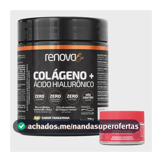 Acido hialuronico Haplex Plus Renova Be Colágeno Verisol com em pó sabor Tangerina x 215g 2 un