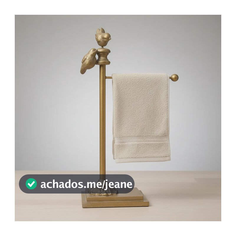 Porta Toalha Bancada Lavabo Provençal Passaros Dourado Luxo Dourado