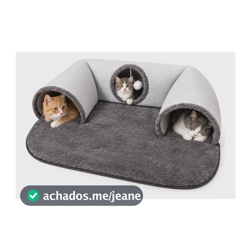 Túnel Labirinto Para Gatos Cães Interativo Cat Cama 2 Em 1 Cinza