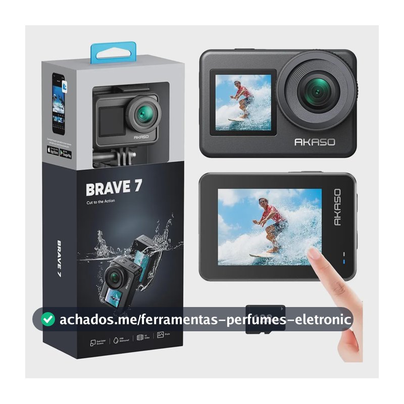 Câmera Ação Akaso Brave 7 4k,ipx8 Com Eis,controle Por Voz Akaso Brave 7+sd 128g