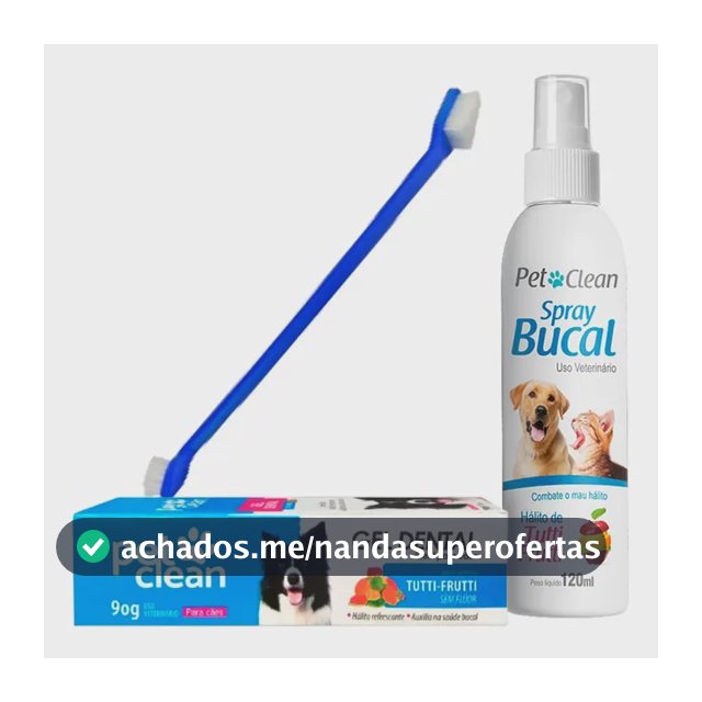 Kit Pasta De Dente Pet + Spray Bucal + Escova Dental Dupla