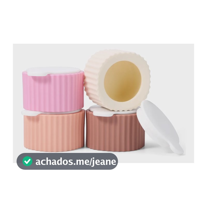4x Frasco Pote Silicone Viagem Com Tampa Creme Cosmético
