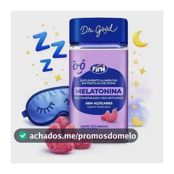 Melatonina Fini: Gomas Para Com Sabor Morango, Veganas e Sem Glúten - 120 Unidades