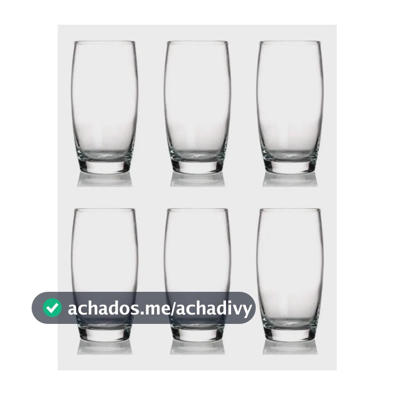 Kit 6 Copos Oca Nadir 300ml Vidro para Água e Suco