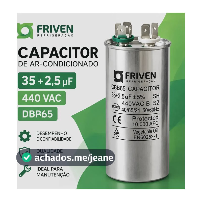 Capacitor Duplo 35+2.5uf 440v Ar Condicionado Split - Friven