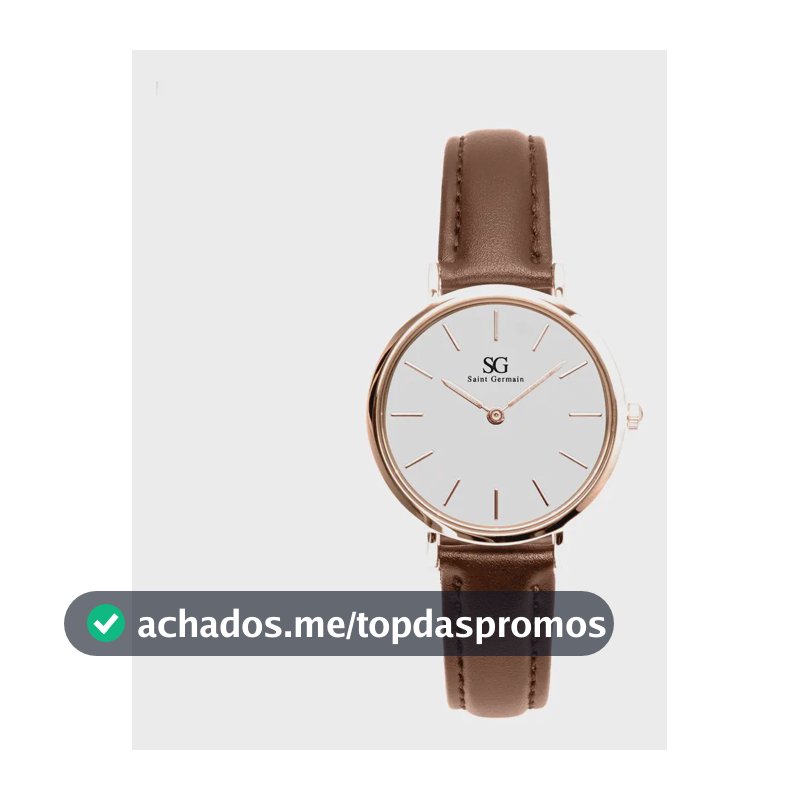 Relógio Feminino de Couro Marrom Saint Germain Bronx Rose Gold 32mm Cor do fundo Branco