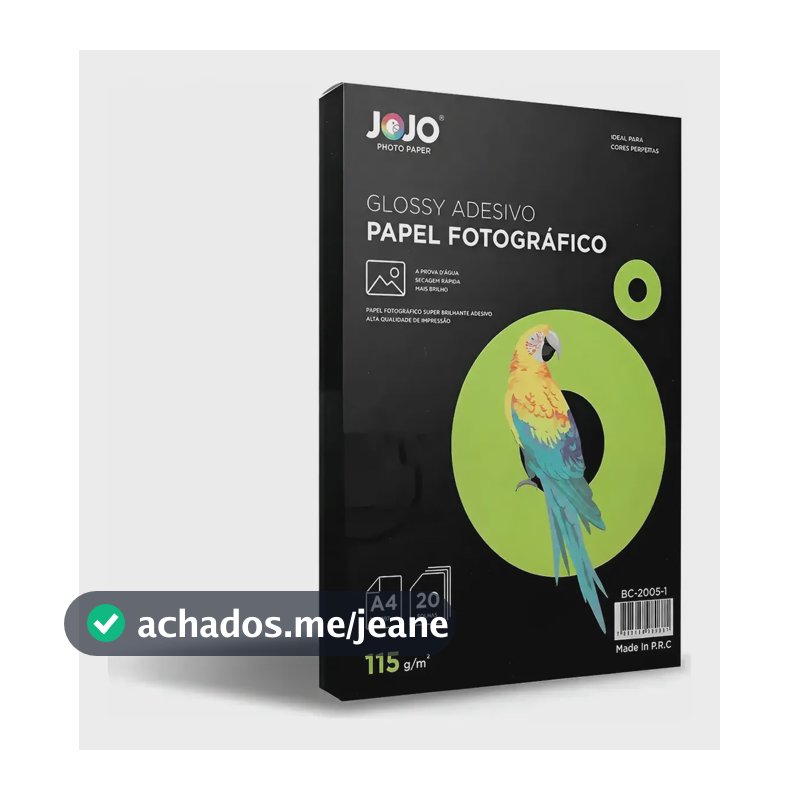 Papel Fotográfico Adesivo Glossy 115g A4 Branco 20 Folhas Branco