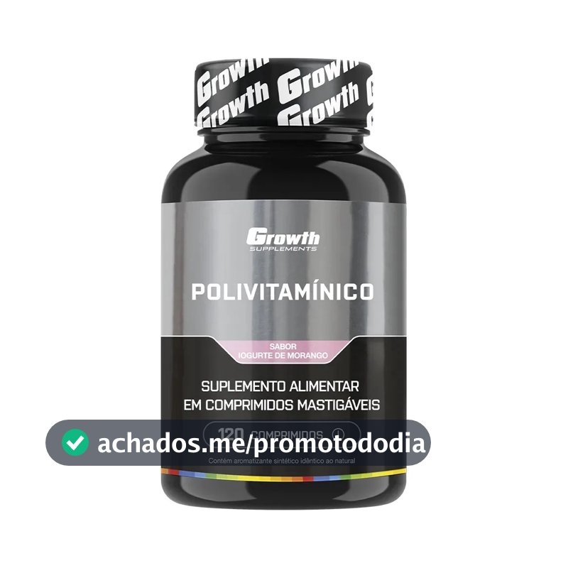 Polivitaminico Mastigável 120un. Growth Supplements - Sabor Morango