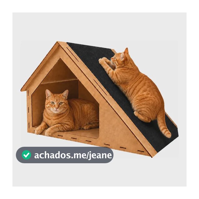 Casinha Gato Toca Arranhador Madeira Mdf Carpete 30x47x36cm Nude