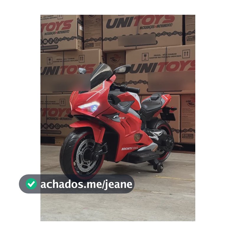 Moto Elétrica Infantil 12v Grande V5r Vermelha Vermelho