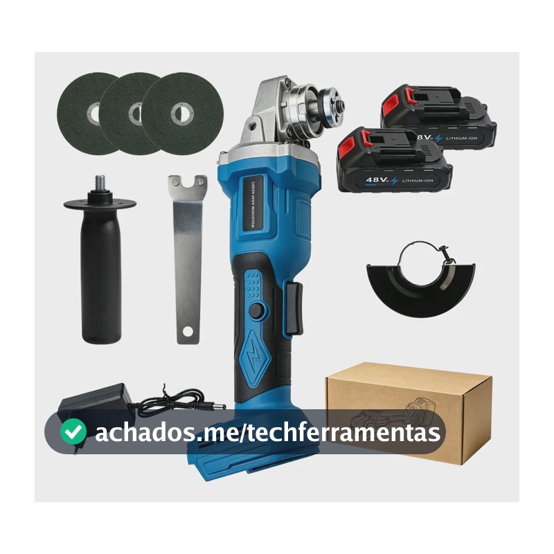 Esmerilhadeira Lixadeira Angular Profissional 2 Baterias 48v Azul Bateria De Lítio 48v 5 Células 2 48v