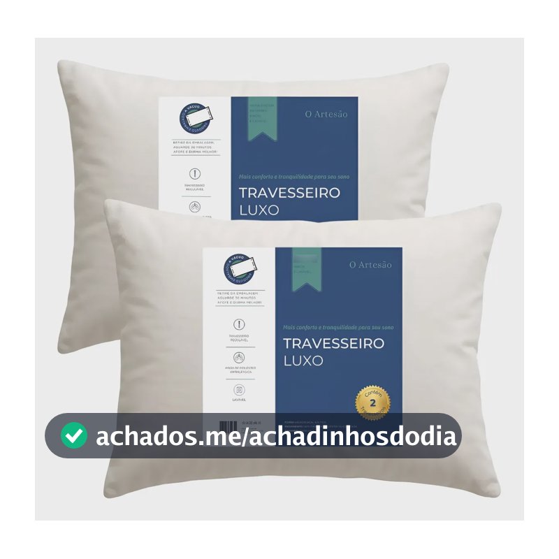 Kit 2 Travesseiro Antialérgico Regulável Lavável Fibra 50x70 Branco