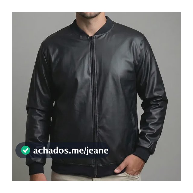 Jaqueta Bomber Courino Masculina Preta Com Zíper