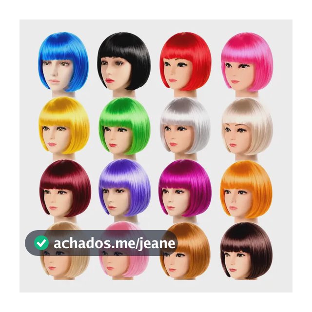 Peruca Chanel Colorida Fantasia Festa Cosplay Sintetica Curt