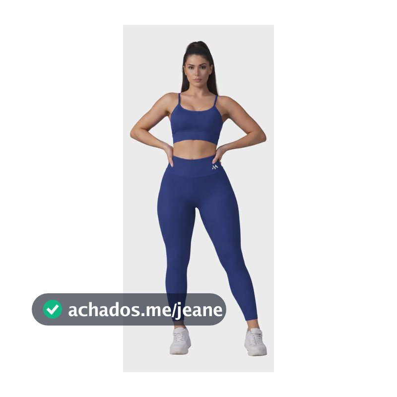 Conjunto Fitness Feminino Canelado Cós Alto Azul-marinho Canelada M