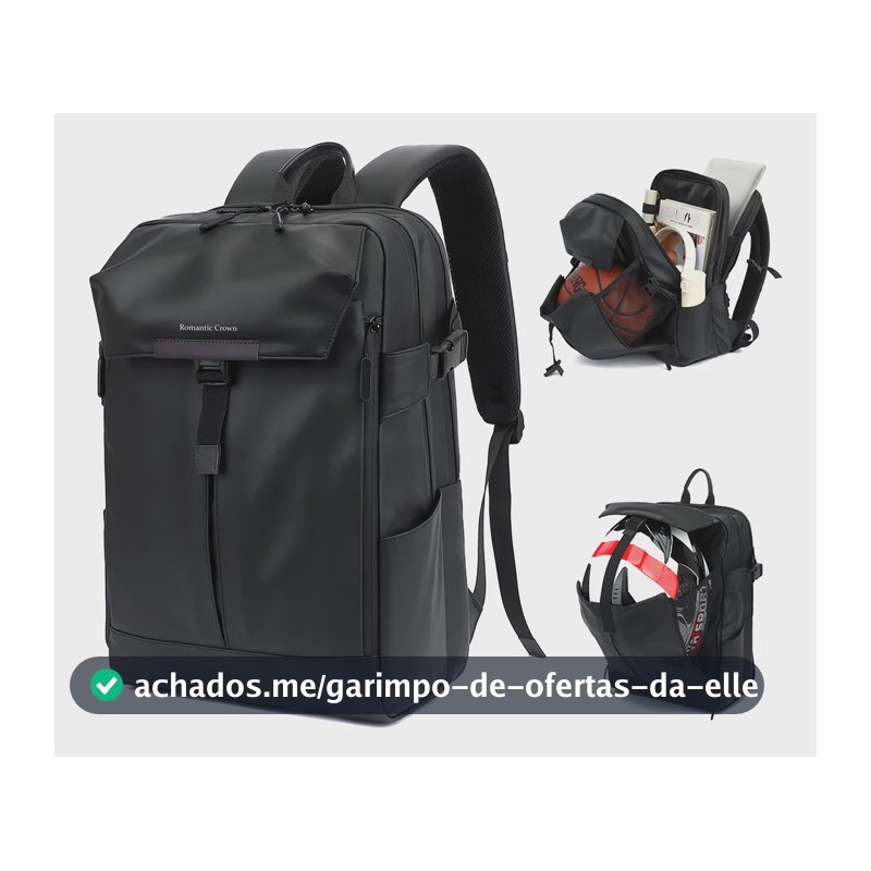 Mochila Notebook Impermeável Escolar Feminina Masculina Preto Couros