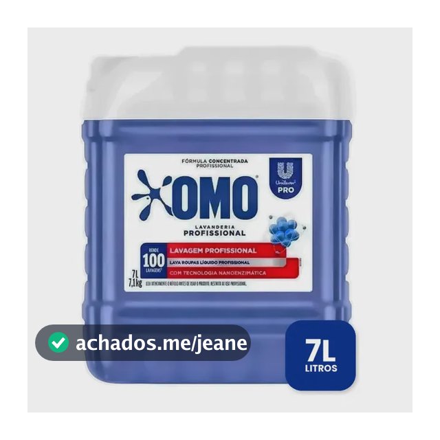 Lava Roupas Líquido Omo Lavanderia Profissional Lavagem 7 L