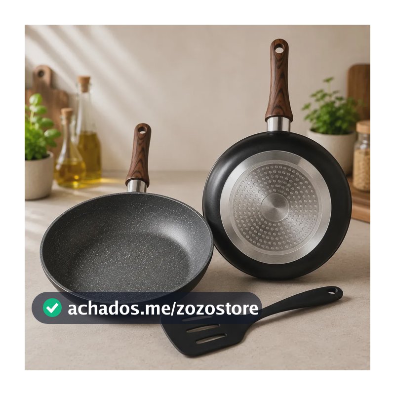 Frigideira de Cerâmica Luxena 24cm Antiaderente Para Indução e Fogão a Gás Não Gruda Sem Óleo Cor Cinza