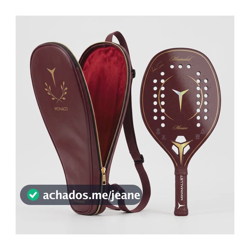Raquete Beach Tennis Minimalist Monaco Bordô Capa Alcantara Bordô