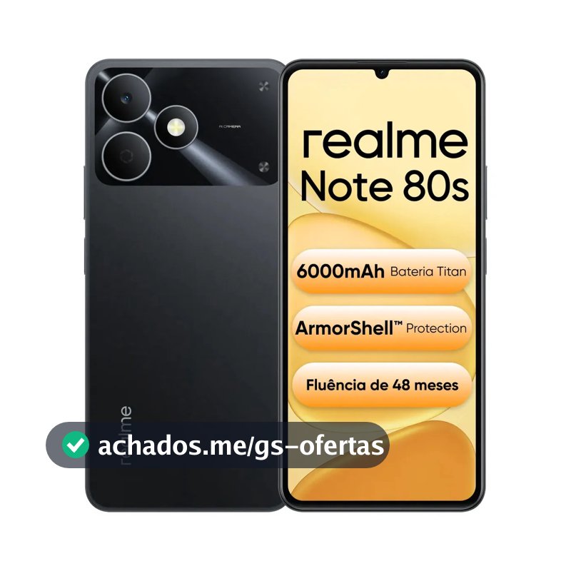 Celular Smartphone Realme Note 80s 128gb 4gb Ram Dual Sim Bateria 6000mah Ultrafino 7,94 Mm Resistência À Poeira E Água Ip54