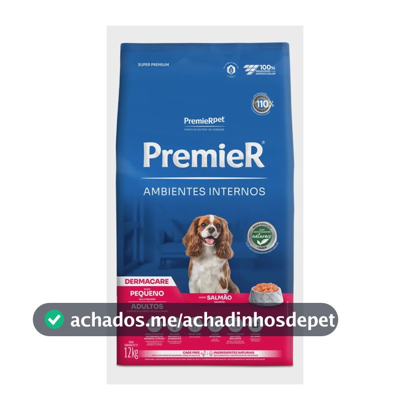 Ração Premier Ambientes Internos Dermacare Adultos Pequeños 12kg