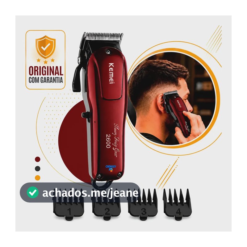 Maquina De Cortar Cabelo  Profissional Kemei  Km-2600 Bivolt Bordô 127/220v