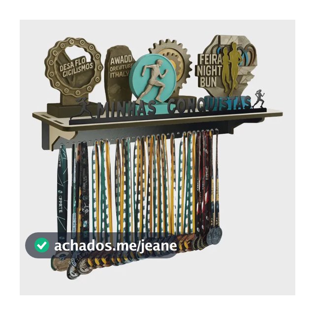 Porta Trofeus E Medalhas Personalizado Corrida Feminino 60cm Preto
