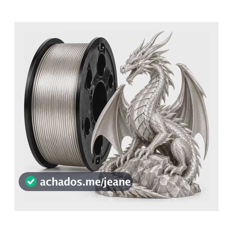 Filamento Pla+ Silk 1kg 1,75mm Impressora 3d Brilhante Prateado