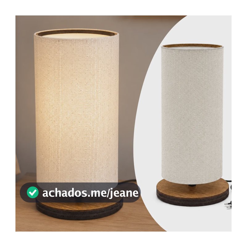 Abajur De Cabeceira Deli 29 Cm Luminária De Cômoda De Quarto Imbuia Branco 127/220v