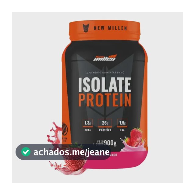 Proteína bovina isolada New Millen Whey Zero Isolate em pó sabor Morango x 900g