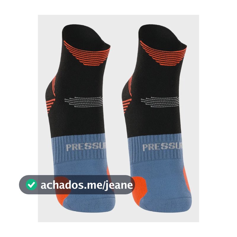 Kit 2 Pares Meia Lupo Running Compressão Fitness Esportiva Preto Geométrica 33 - 36 1