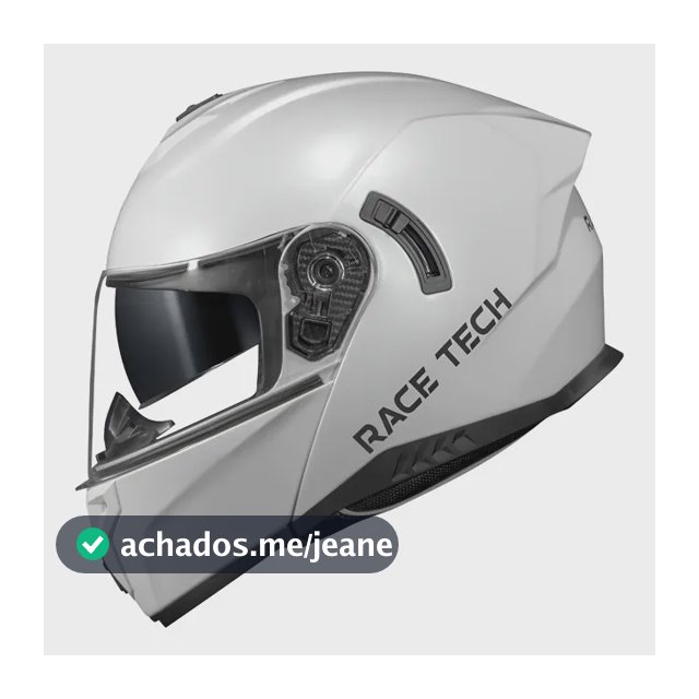 Capacete Moto Race Tech Articulado Signal Monocolor Branco