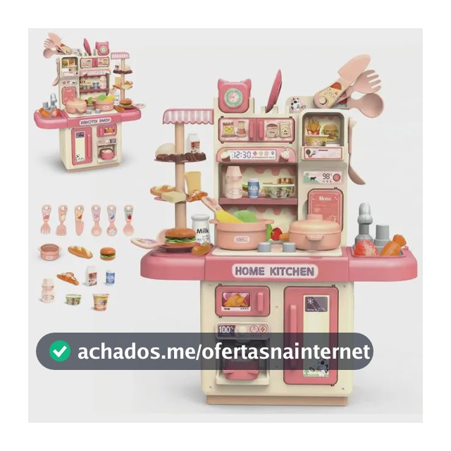 Cozinha Infantil Brinquedo Com Luz 33 Acessórios Sai Água Rosa