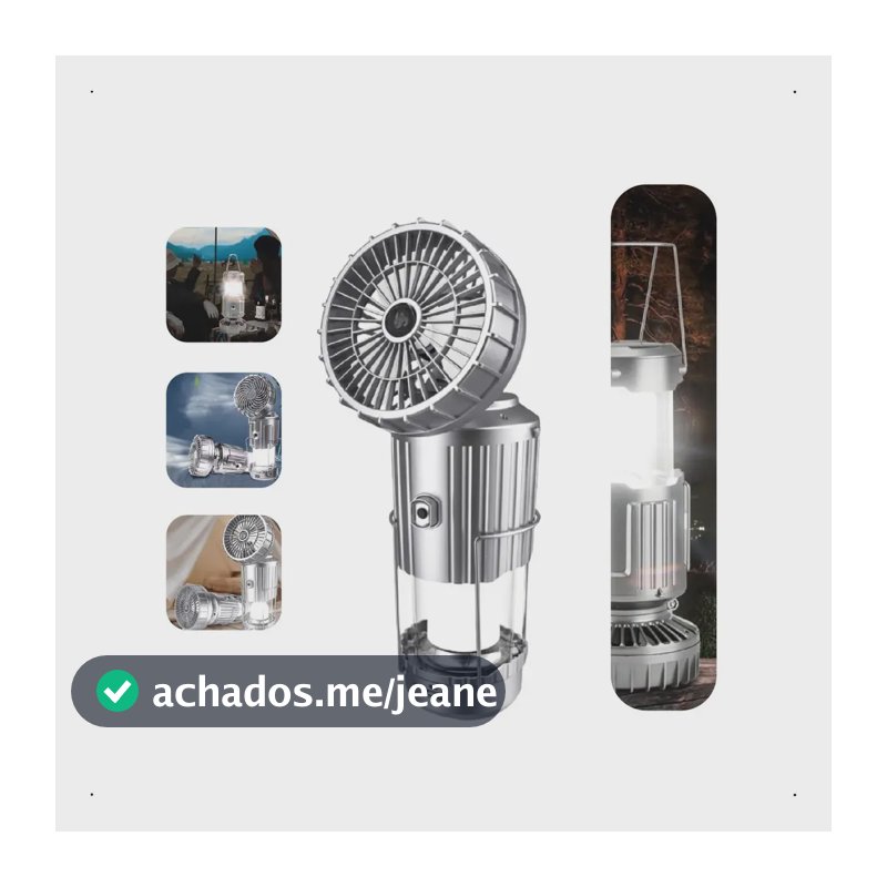 Lanterna Lampião Com Ventilador Led C/ Placa Solar Embutida 127/220v