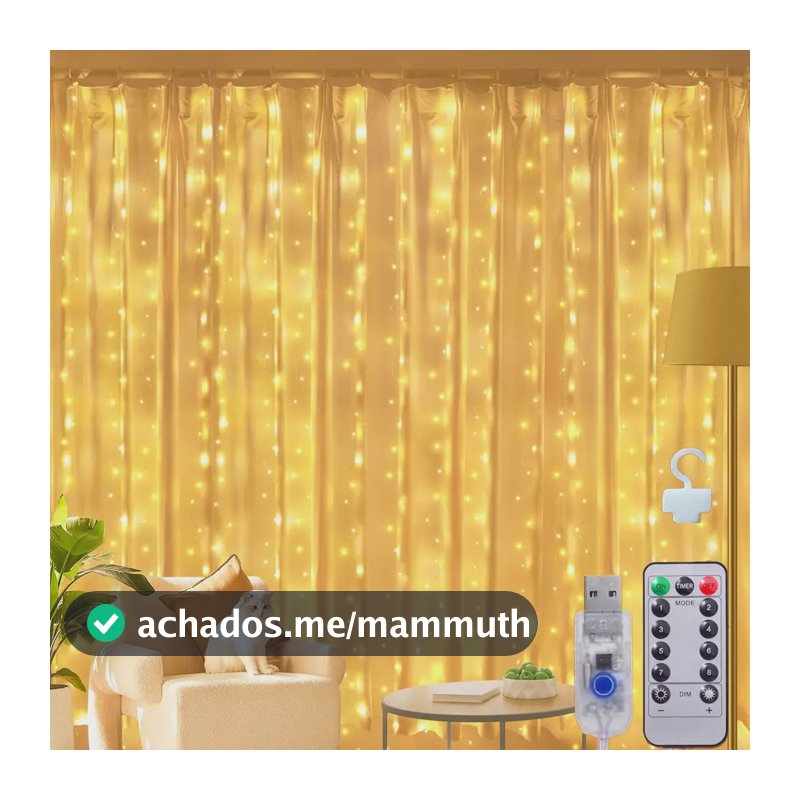 33m Cortina De Luz 300 Pisca Pisca Led Decoração De Natal Amarelo 110v/220v