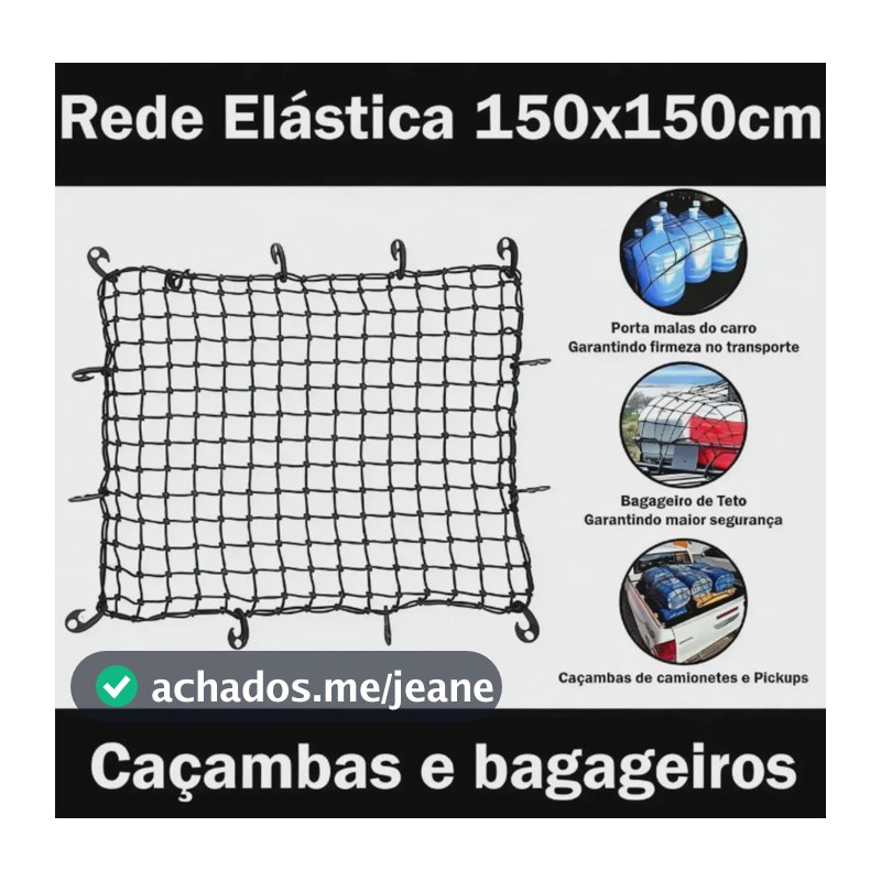 Rede Elástica 150x150cm Bagageiro Carro Porta Mala E Caçamba