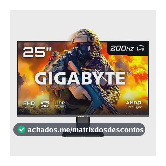 Monitor Gamer Gigabyte 25 Fhd 200hz 1ms Ips Vrr Freesync