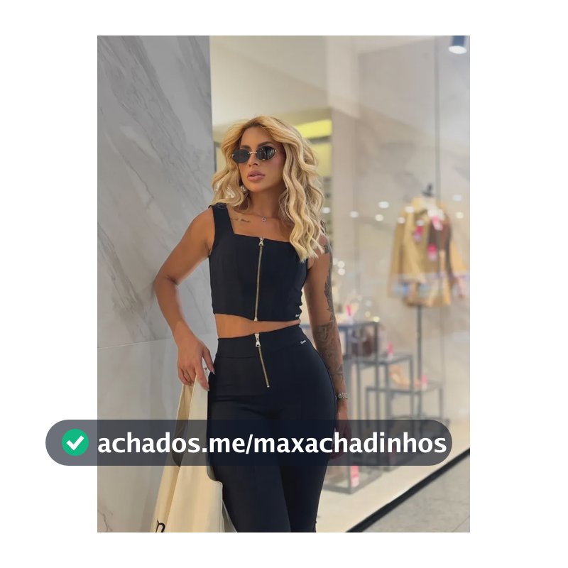 Conjunto Cropped E Calça Feminino Chocomel - 2936 Grabrilee Preto