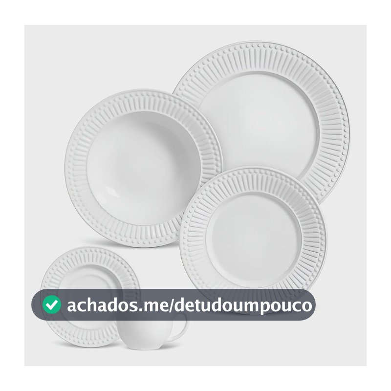 Aparelho de jantar 30 peças Porto Brasil Cerâmica cor branco linha Roma