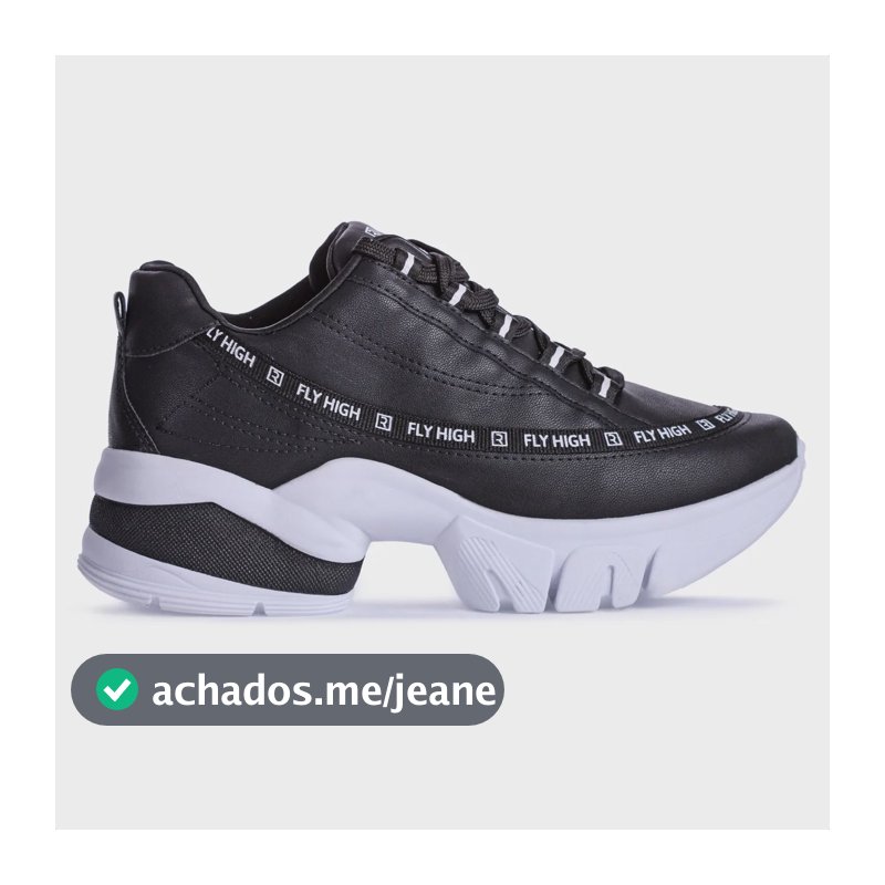 Tênis Feminino Ramarim Sneaker Fly High Casual Sola Alta Preto 37 Br