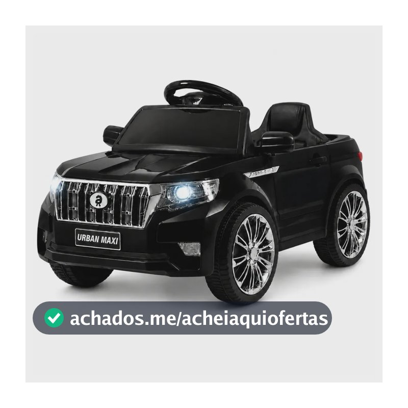 Carro Elétrico Infantil Controle Remoto Bateria 6v Marcha Frente/Ré Bluetooth Som Luz Urban Maxi Toys - PRETO
