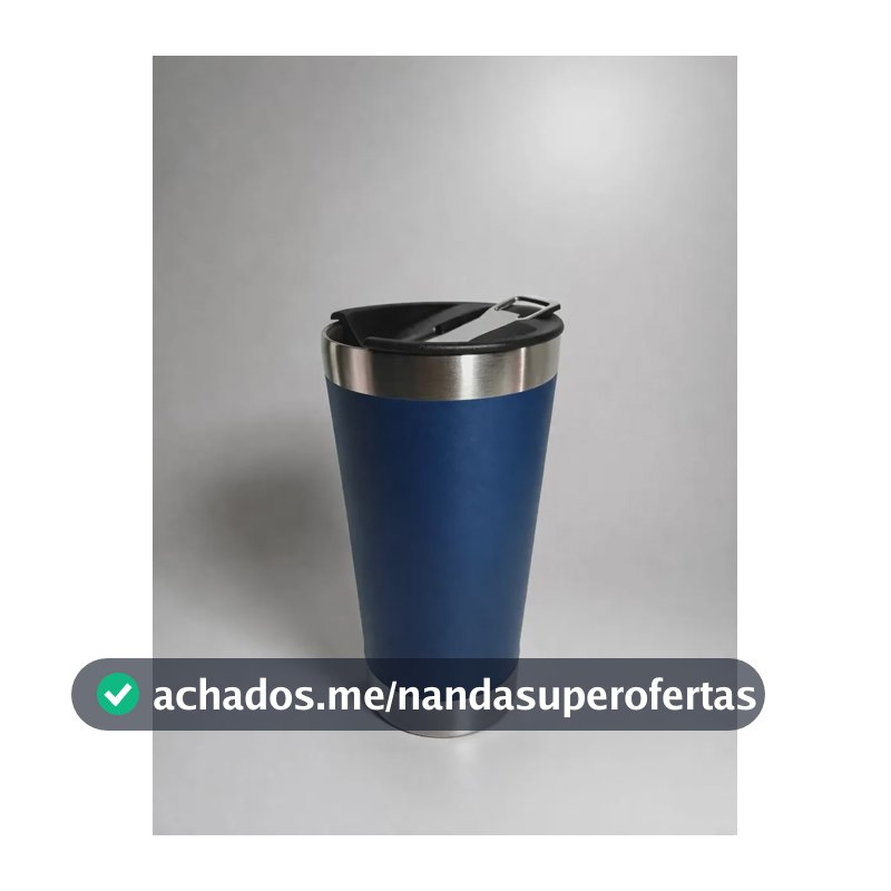 Copo Térmico 473ml Com Tampa E Abridor Para Cerveja Bebidas Cor Azul Liso