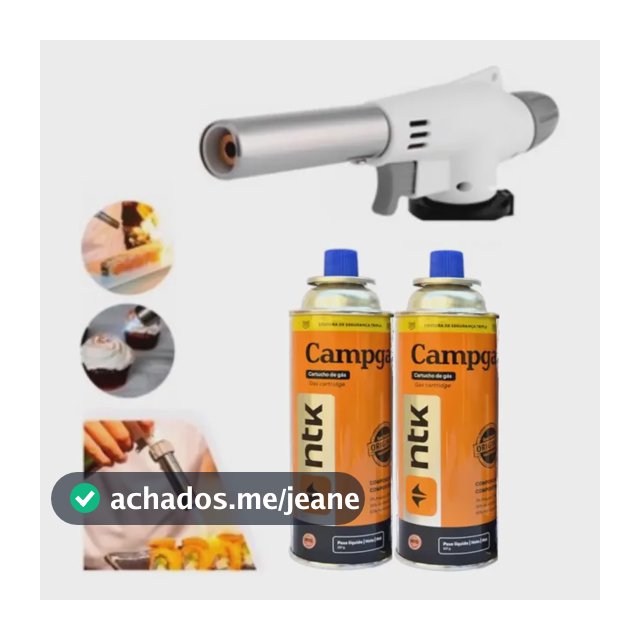 Maçarico Culinário Portátil Com Regulagem Gourmet + 2 Refil Branco/prata