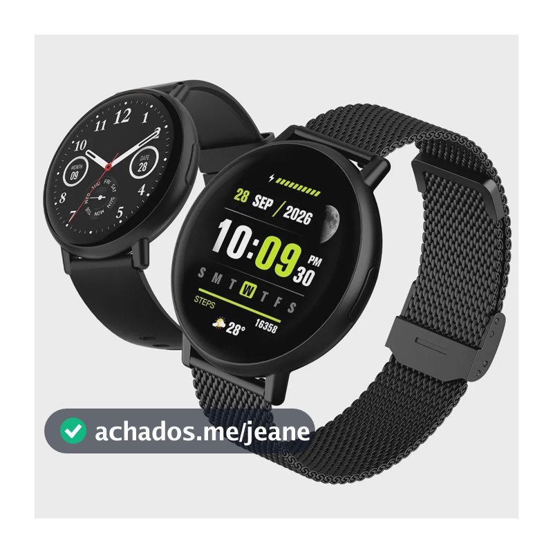 Relógio Smartwatch Forestory R1 Smart Watch Inteligente Redondo Bluetooth Ip68 À Prova D'água Notificações Chamadas Relogio Corrida com Android e iOS Com 2 Pulseiras Feminino Masculino Alumínio