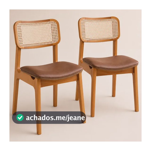 Kit 2 Cadeiras Sala De Jantar Madeira Maciça Couro Courino Couro Ecológico Amêndoa Caramelo