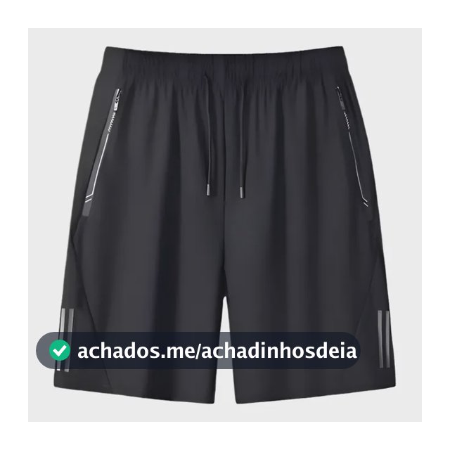 Short Masculino Bermuda 2 Bolsos Zíper Secagem Rápida Fina