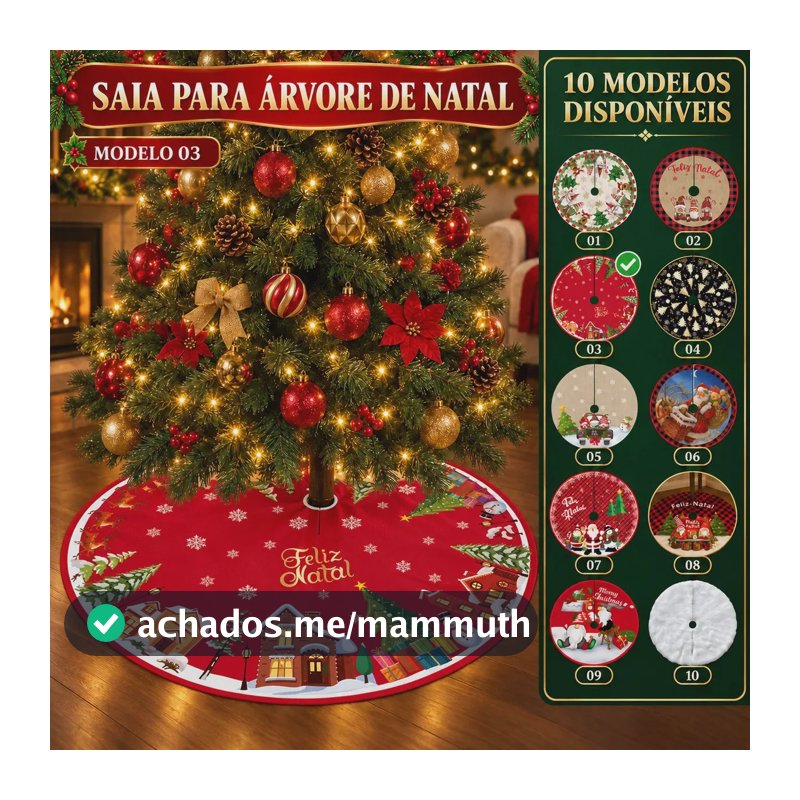 Saia Tapete Base Árvore De Natal Decoração Papai Noel Enfeite Natalino Luxo Modelo 3 Luvinco
