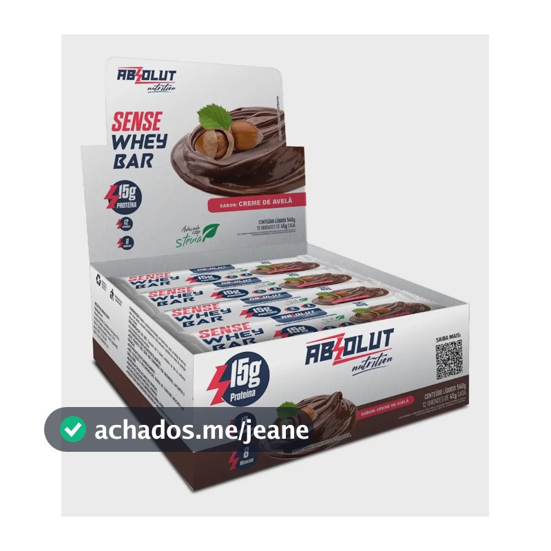 Suplemento Nutricional Absolut Nutrition Sense Whey Bar Creme de Avelã 540g
